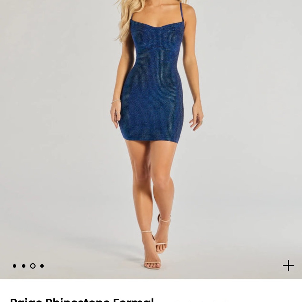 Blue Rhinestone Formal Dress